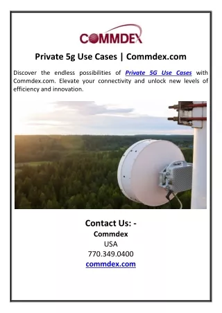 Private 5g Use Cases Commdex.com