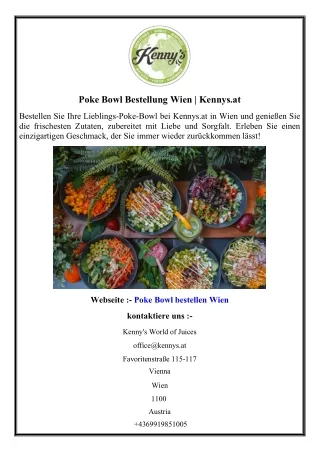 Poke Bowl Bestellung Wien  Kennys.at