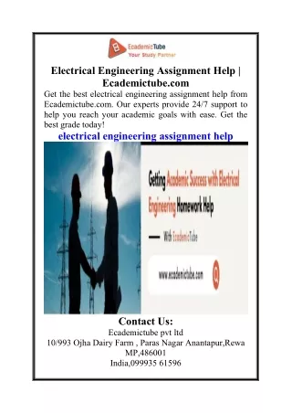 Electrical Engineering Assignment Help  Ecademictube.com