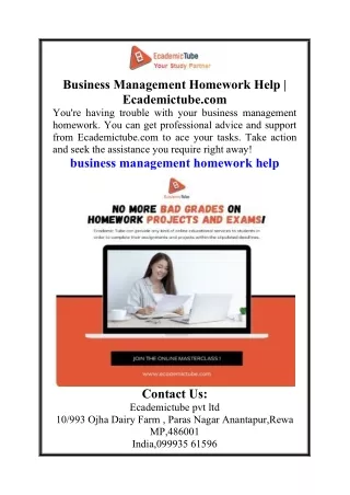 Business Management Homework Help  Ecademictube.com