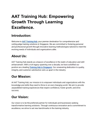 Empowering Success: AAT Training Hub - Your Gateway to Excellence in Singapore.