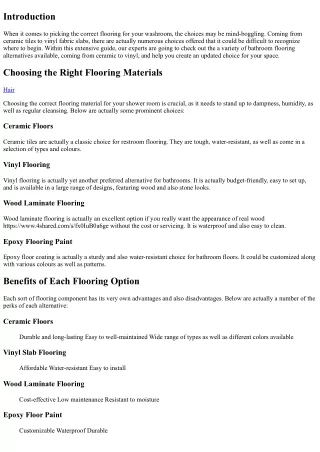 Washroom Flooring Alternatives: From Ceramic to Vinyl