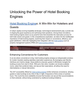 Unlocking the Power of Hotel Booking Engines