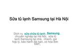 Sửa tủ lạnh Samsung tại Hà Nội