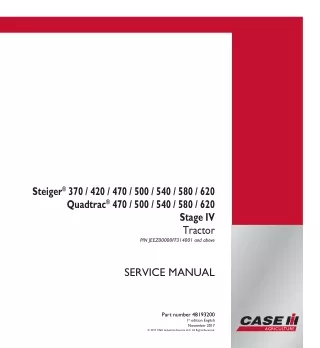 CASE IH Steiger 500 Stage IV Tractor Service Repair Manual(PIN JEEZ00000FF314001 and above)