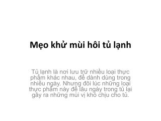 Khử mùi hôi tủ lạnh