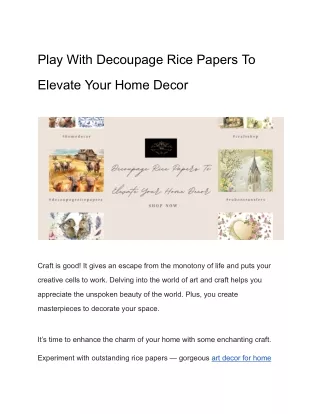 Know All About Decoupage Rice Papers