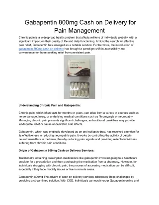 _Gabapentin 800mg Cash on Delivery for Pain Management