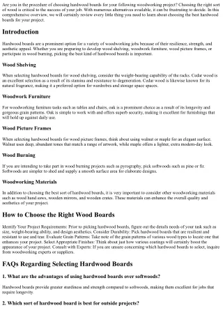 Choosing the Right Hardwood Boards for Your Task