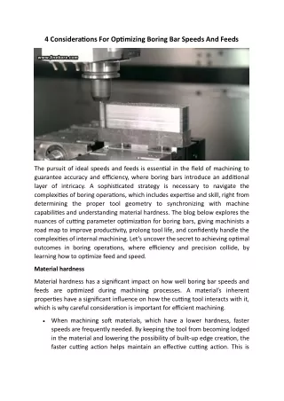 4 Considerations For Optimizing Boring Bar Speeds And Feeds