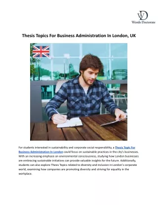 Thesis Topics For Business Administration In London, UK