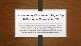 Authenticity Guaranteed Exploring Volkswagen Bumpers in UK