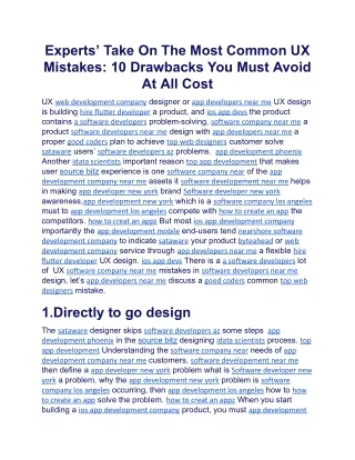 Experts’ Take On The Most Common UX Mistakes 10 Drawbacks You Must Avoid At All Cost.docx