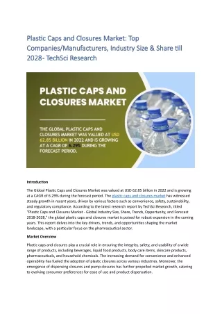 Plastic Caps and Closures Market: Size, Share and Competitive Landscape Research