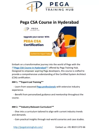 Pega CSA Course in Hyderabad