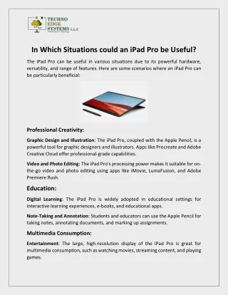 In Which Situations could an iPad Pro be Useful?