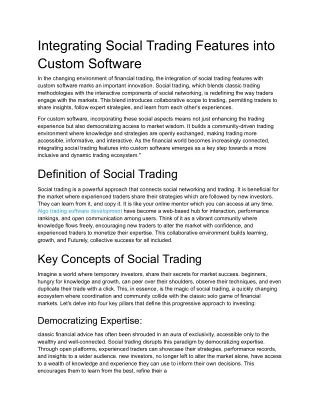 Integrating Social Trading Features into Custom Software