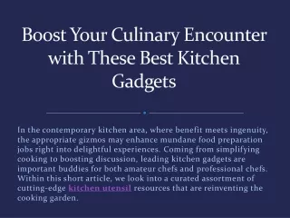 Boost Your Culinary Encounter with These Best Kitchen