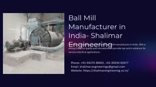Ball Mill Manufacturer in India, Best Ball Mill Manufacturer in India