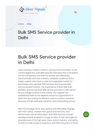 Bulk SMS Service Provider Delhi - Shree Tripada