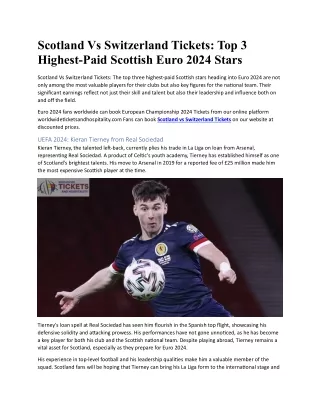 Scotland Vs Switzerland Tickets Top 3 Highest-Paid Scottish Euro 2024 Stars