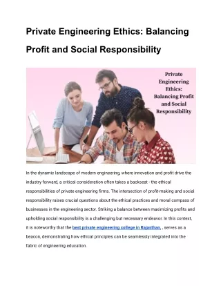 Private Engineering Ethics: Balancing Profit and Social Responsibility