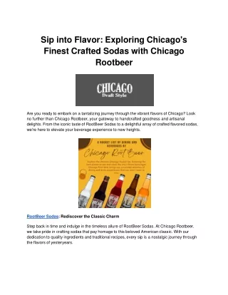 Sip into Flavor: Exploring Chicago's Finest Crafted Sodas with Chicago Rootbeer