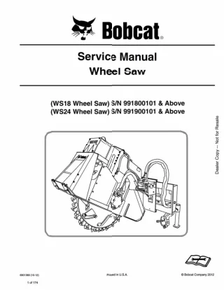 Bobcat WS24 Wheel Saw Service Repair Manual SN 991900101 And Above