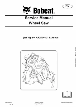 Bobcat WS32 Wheel Saw Service Repair Manual SN AR2K00101 And Above