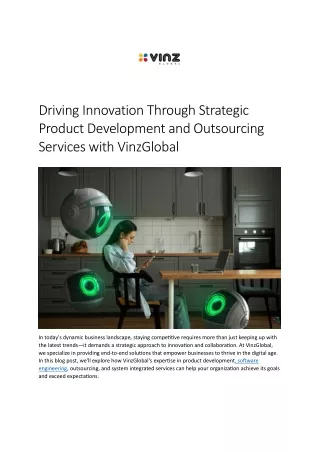 Blog 2 - Driving Innovation Through Strategic Product Development and Outsourcing Services with VinzGlobal