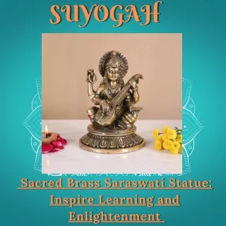 Sacred Brass Saraswati Statue Inspire Learning and Enlightenment