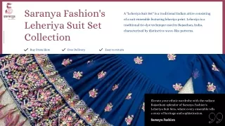 Timeless Elegance: Saranya Fashion's Leheriya Suit Set Collection