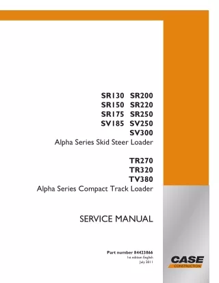 CASE SV300 SKID STEER LOADER Service Repair Manual