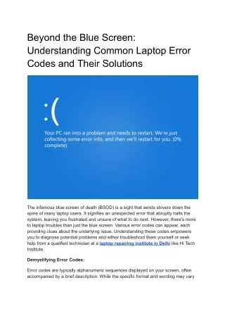 Beyond the Blue Screen_ Understanding Common Laptop Error Codes and Their Solutions