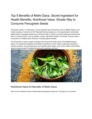 DOC-8 Methi Dana's Benefits V-pure