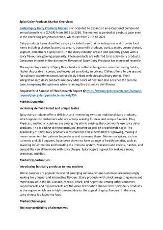 Spicy Dairy Products Market Overview