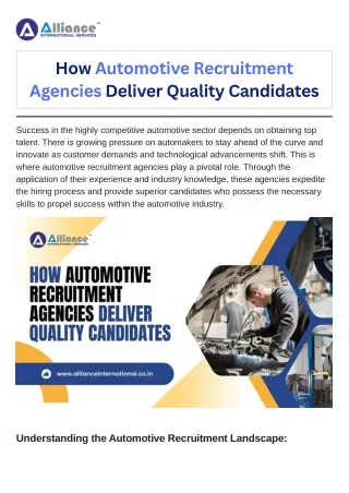 How Automotive Recruitment Agencies Deliver Quality Candidates