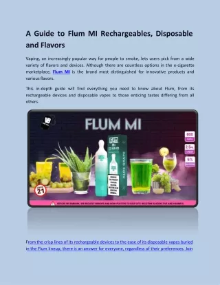 A Guide to Flum MI Rechargeables, Disposable and Flavors