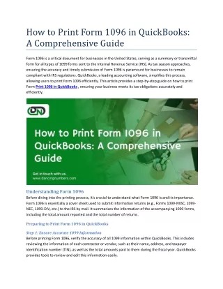 How to Print Form 1096 in QuickBooks A Comprehensive Guide