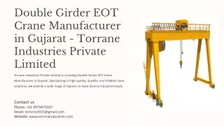 Double Girder EOT Crane Manufacturer in Gujarat, Best Double Girder EOT Crane Ma