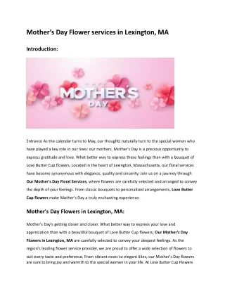 Mother’s Day Flower services in Lexington, MA