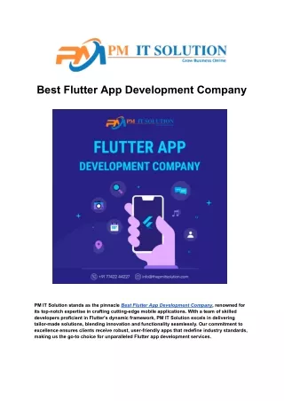 Best Flutter App Development Company | PM IT Solution