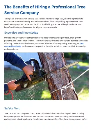 The Benefits of Hiring a Professional Tree Service Company