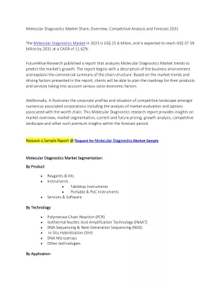 Molecular Diagnostics Market Share, Overview, Competitive Analysis and Forecast 2031