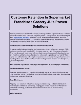 Customer Retention In Supermarket Franchise _ Grocery 4U’s Proven Solutions