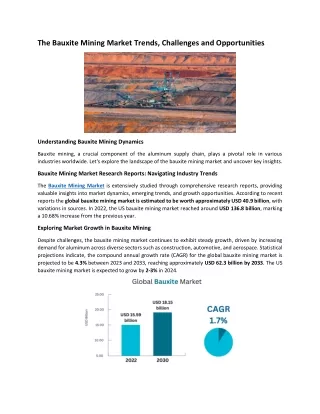 The Bauxite Mining Market Trends, Challenges and Opportunities
