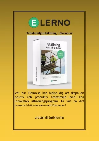 Arbetsmiljöutbildning Elerno se