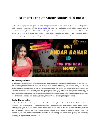 3 Best Sites to Get Andar Bahar Id in India