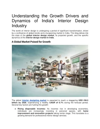 Understanding the Growth Drivers and Dynamics of India's Interior Design Industry