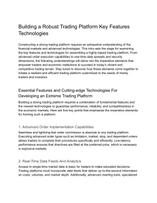 Building a Robust Trading Platform Key Features Technologies